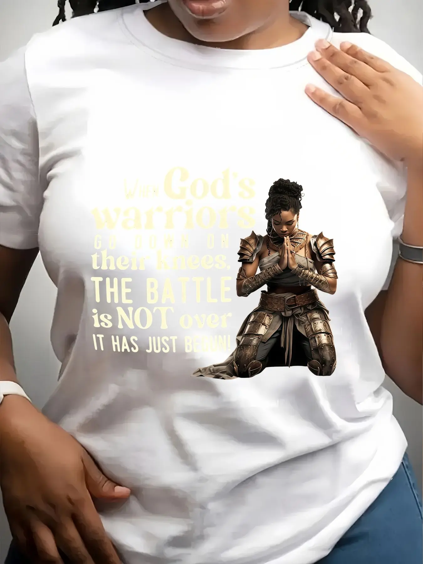 Women's Trendy Crew Neck T-Shirt When Gods Warriors Go down Suitable for Casual Sportswear