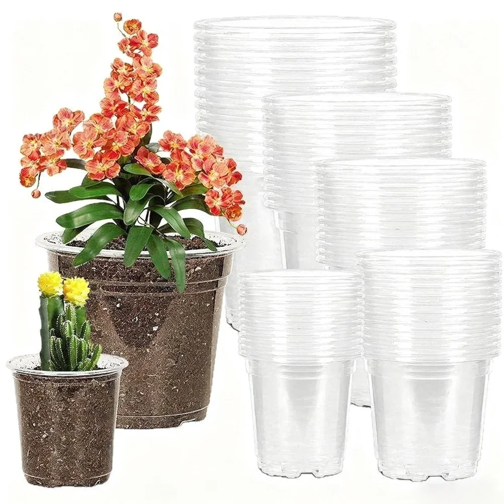 

For Home Gardening Drainage Pots Clear Nursery Pots 3.5 Inch Clear Plastic Nursery Pot Lightweight And Flexible