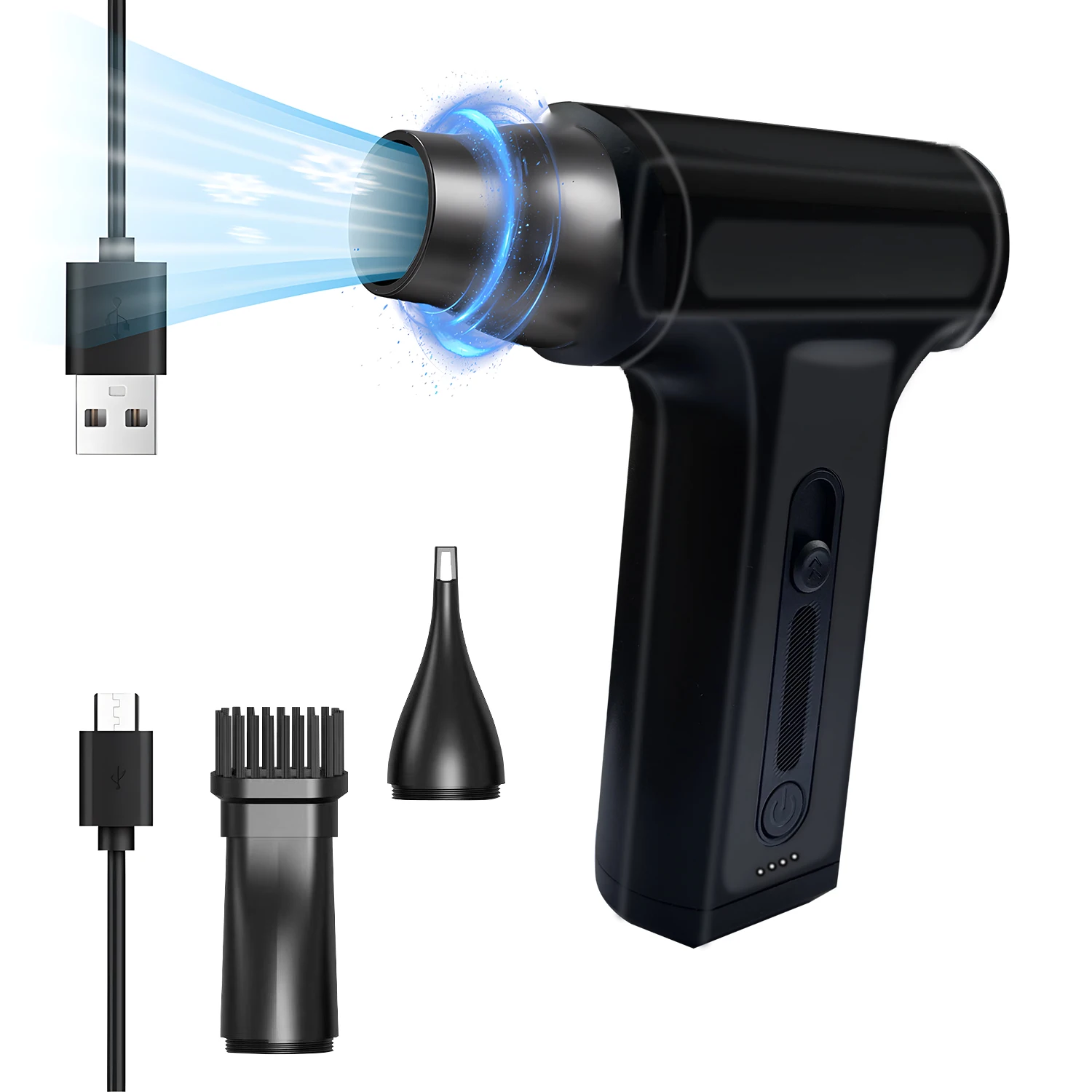 

130000RPM Cordless Air Duster for PC Keyboard Cleaning, Rechargeable LED Blower for Electronics Dust Removal