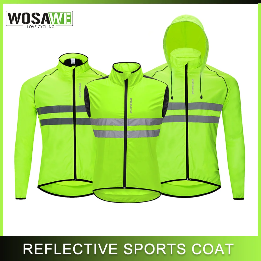 WOSAWE cyclisme coupe-vent hommes emballable coupe-vent réflevé veste course vélo randonnée équitation vent manteau vtt vélo Jersey