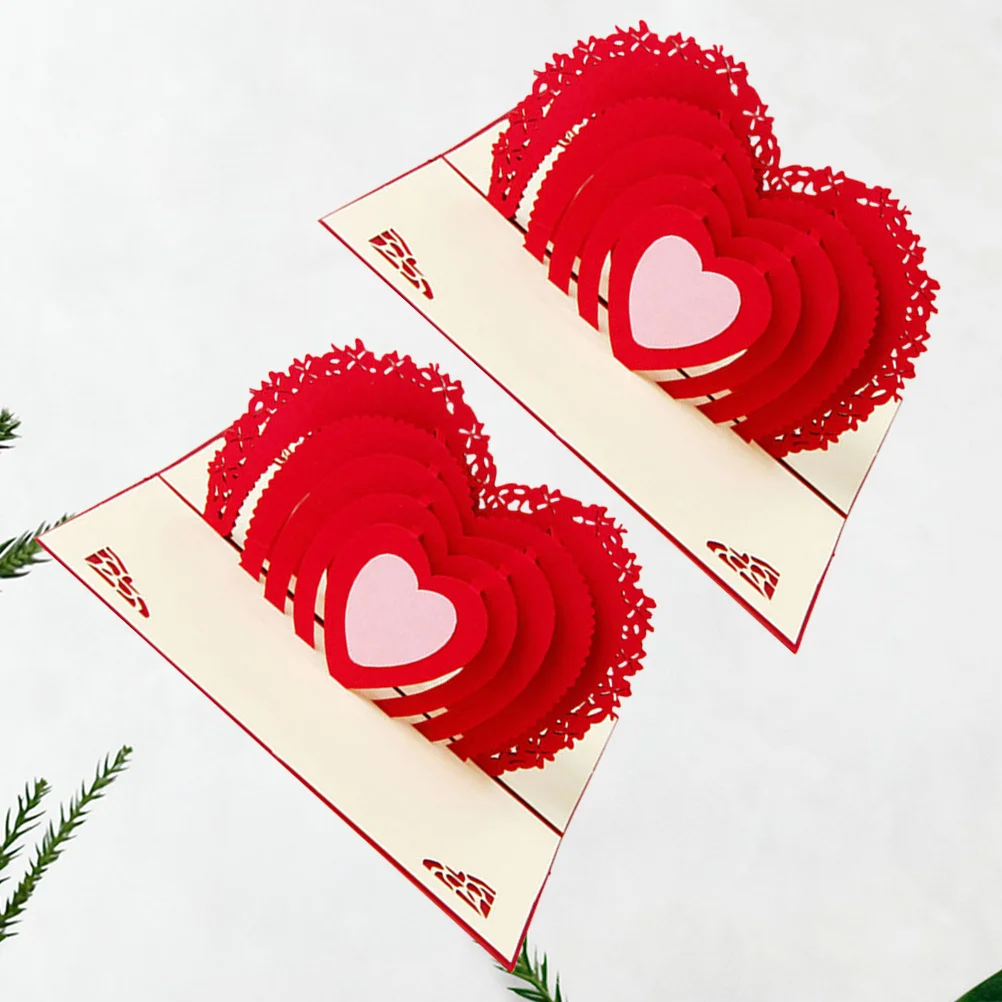 

2pcs 3D Heart Shaped Wedding Invitation Cards Romantic Blessing Card For Valentine'S Day Handmade Paper Greeting Card Gift