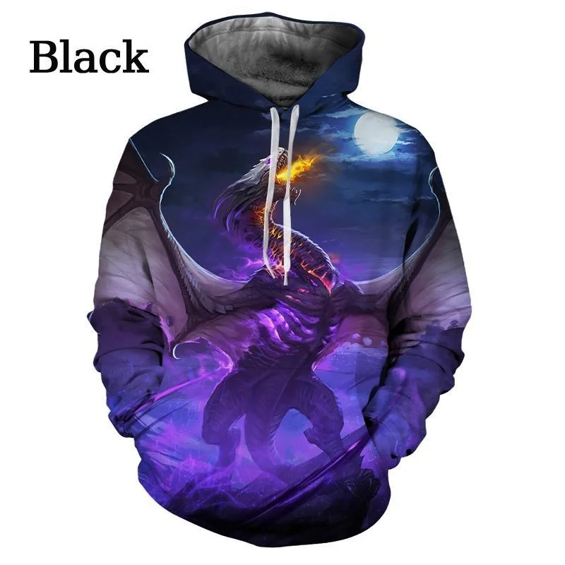 Fashion Personality Animal Print Dragon 3d Hoodie Casual Couple Hoodie Sweatshirts Full size hoodies for adults and children