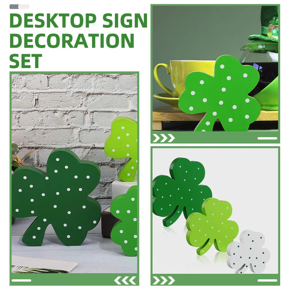 

VILLFUL 3pcs Irish Ornament Emblems Sign St Patrick Table Centerpiece Party Decor Ireland Household Gift