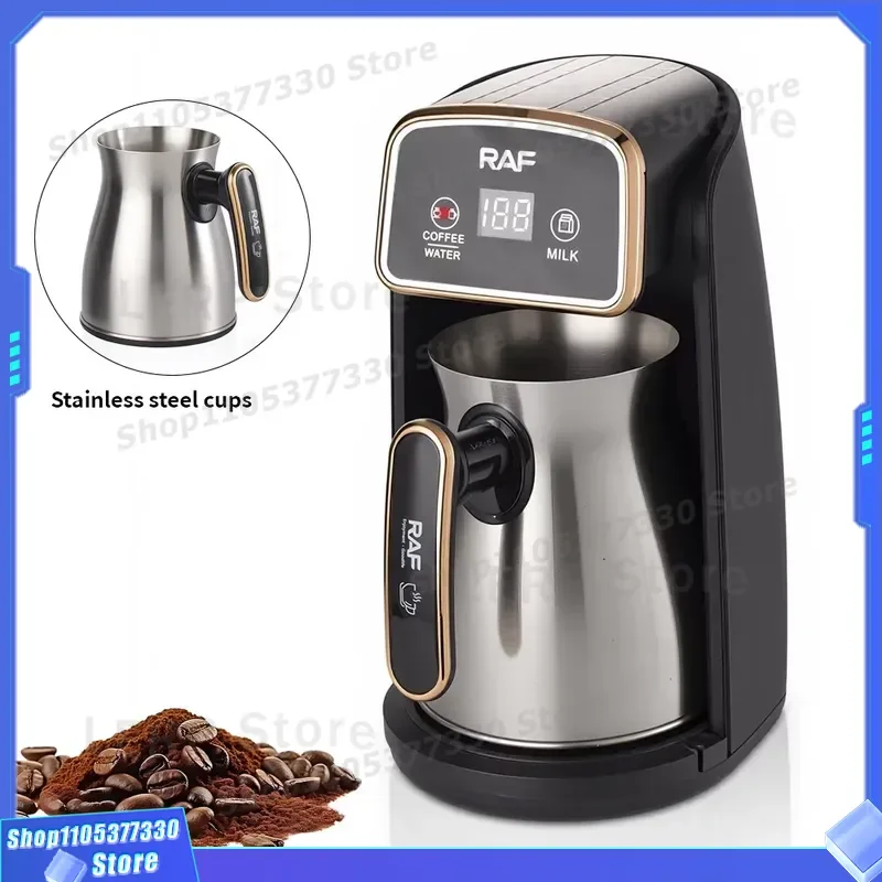 Portable Electric Turkish Coffee Maker with Plastic Cup Household Milk Frother for Tea and Coffee Brewing Compact Kitchen