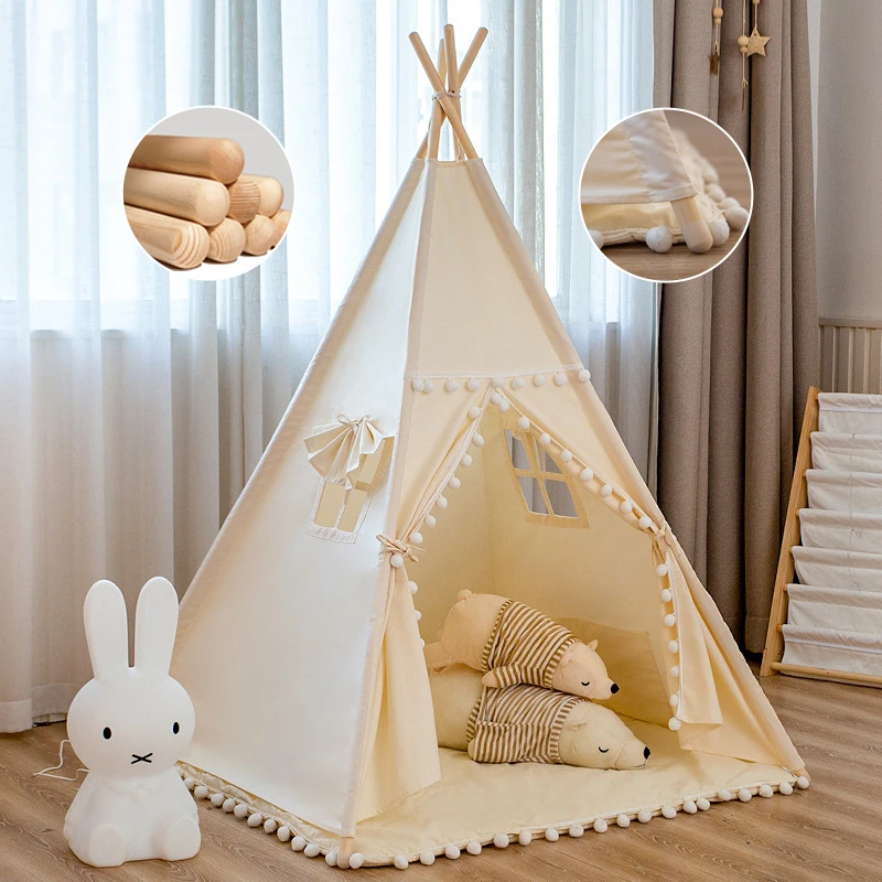 Kids Teepee Tent Baby White Play House Kids Room Decor Indoor Foldable Toddler Toy Tent for Kids