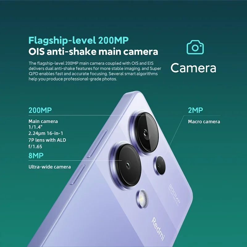 Global Version Xiaomi Redmi Note 13 Pro 4G 200MP OIS Camera Helio G99-Ultra Smartphone 120Hz FHD+ AMOLED 67W Charging Cellphone