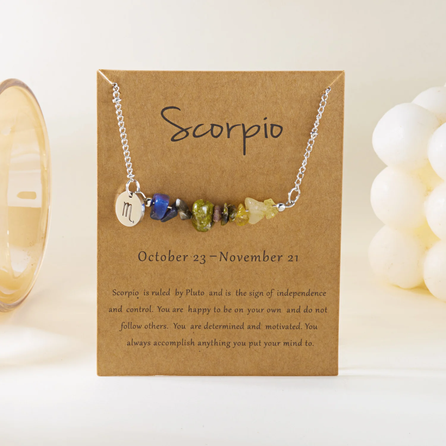 12 كوكبة الحجر الطبيعي قلادة الفولاذ المقاوم للصدأ عقد قصير للنساء الرجال زودياك تسجيل غير النظامية الحصى المختنق سلسلة #4