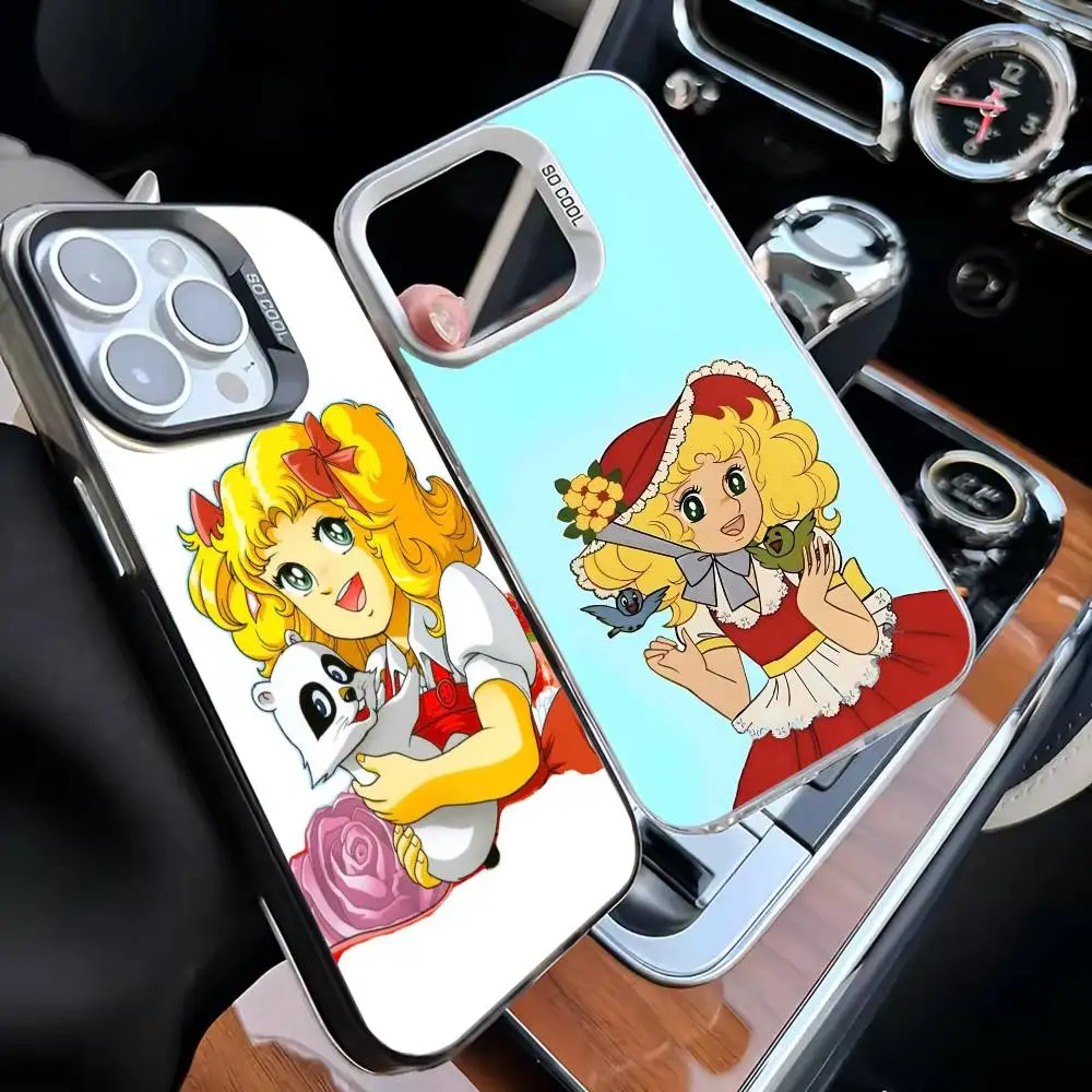 حافظة هاتف أنيمي مانغا كاندي لهاتف آيفون 17،16،15،14،13،12،11 بلس، برو ماكس غطاء أبيض غير لامع مقاوم للصدمات