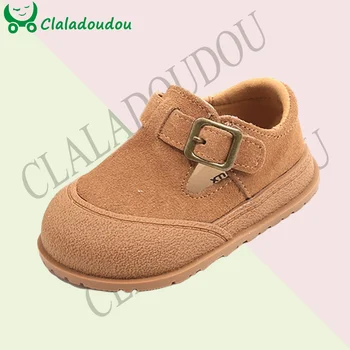 Claladoudou-Chaussures en cuir véritable pour bébé, souliers pour enfant, nouveau-né, garçon, fille, décontracté, caoutchouc, pieds nus, lanière, extérieur, mode marcheurs