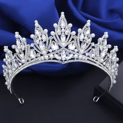 Elegant Wedding Crown for Brides Rhinestone Pearls Tiaras and Crowns Bridal Hair Jewelry Prom Pageant Headpiece