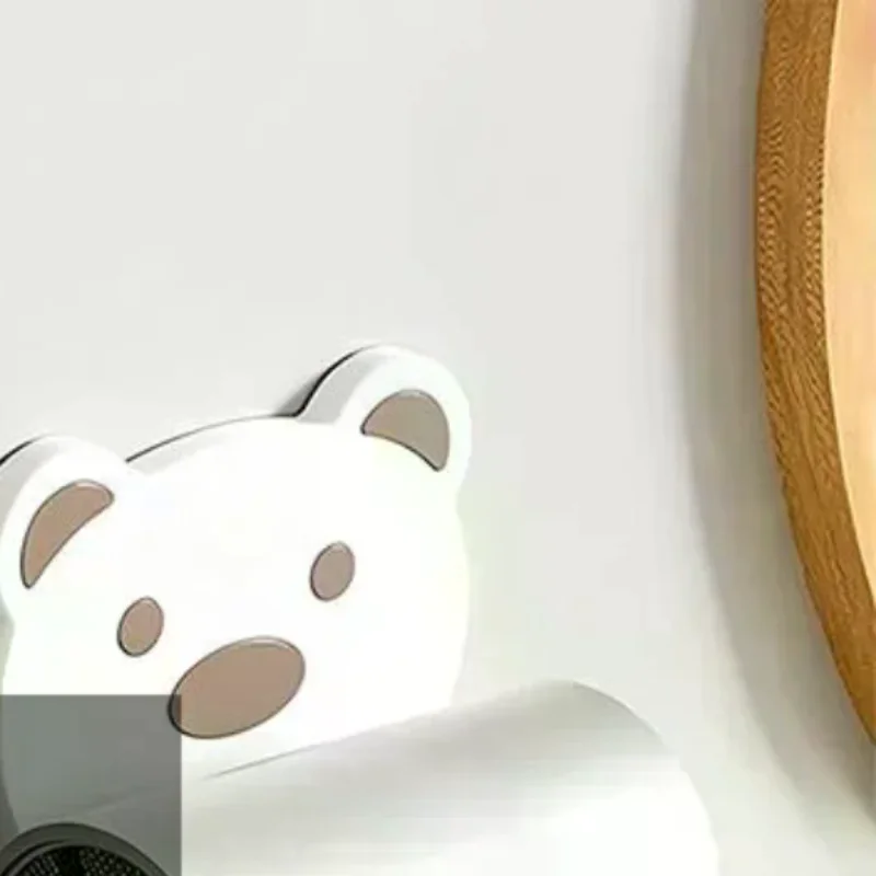 Little Bear Hair Dryer Holder No-Drill Wall Mounted Easy Install Waterproof Rack for Bathroom Shower Room Organization