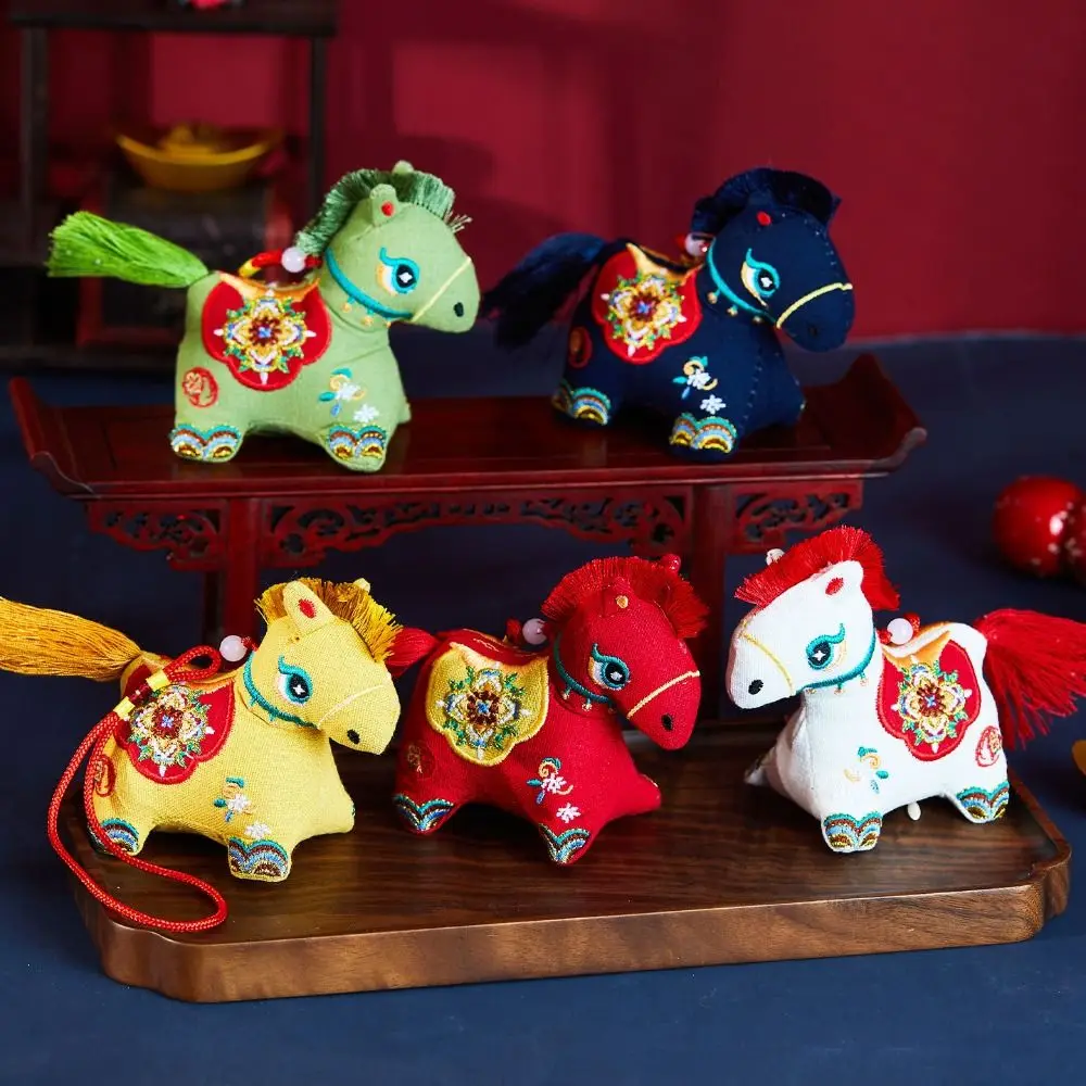 Red Embroidery Mascot Pony Pendant Horse Embroidered Bag Horse Hanging Decoration Cartoon New Year Gift Zodiac Horse Sachet