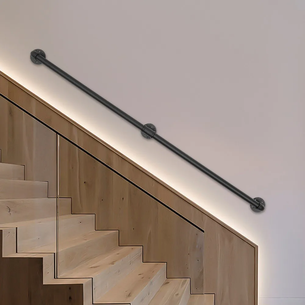 NEW 5ft Metal Staircase Handrail Modern Wall-mounted Loft Pipe Stair Handrail US
