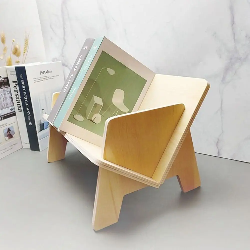 

Solid Structure V-Shaped Wooden Shelves Space-Saving Keep Neat Document Organizer Eco-friendly Wood Texture Book Shelf Student