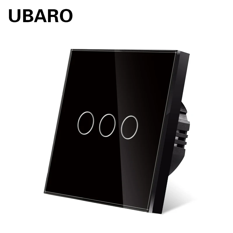 UBARO EU-Standard Touch-Schalter mit Gehärtetem Glaspanel, 1-fach Wandlichtschalter AC110-240V für Zuhause, Kein Neutralleiter Erforderlich