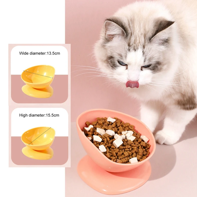 Pet Solid Color Large Diameter Anti-Knock Cat Bowl Boxed Teacup Tilt Single Bowl Pet Supplies Easy To Clean