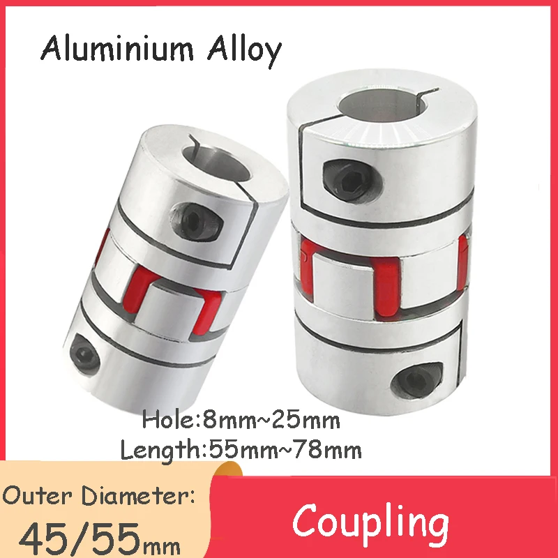 

Flexible Shaft Coupling 45/55mm O.D. Aluminium Plum Motor Connector Flexible Coupler CNC Machine Servo Stepped Motor OD x Lx H