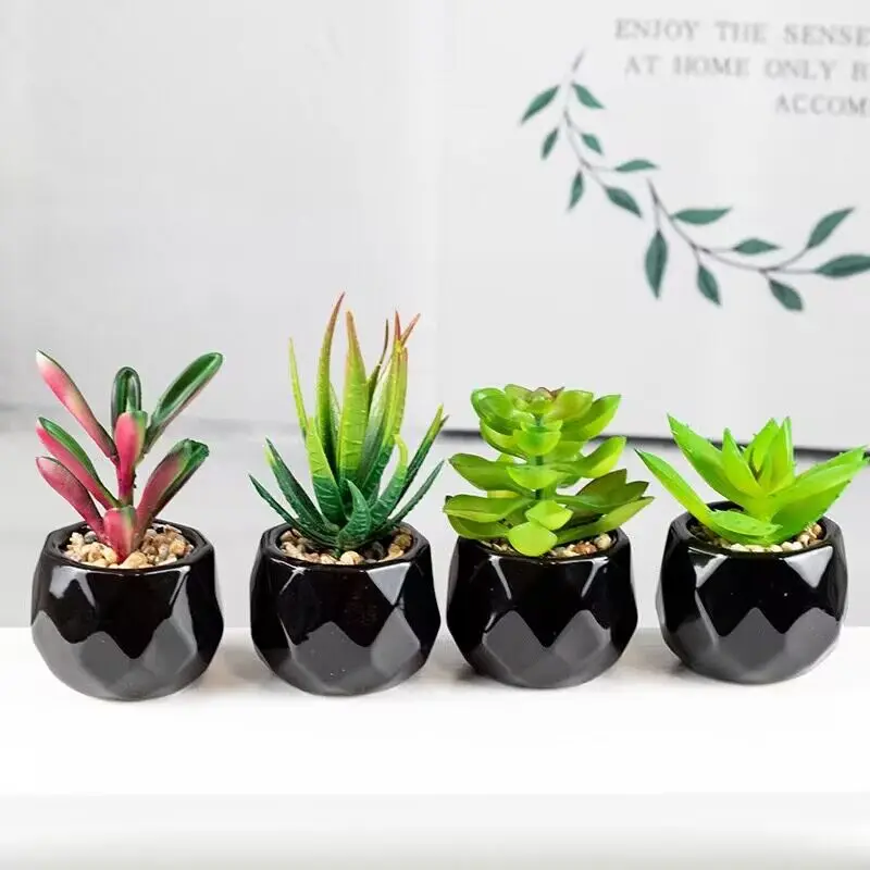 Künstliche saftige Bonsai-Pflanzen mit Keramiktopf für Raumdekoration, Bürotisch, Hausgarten-Dekoration – Detail 19
