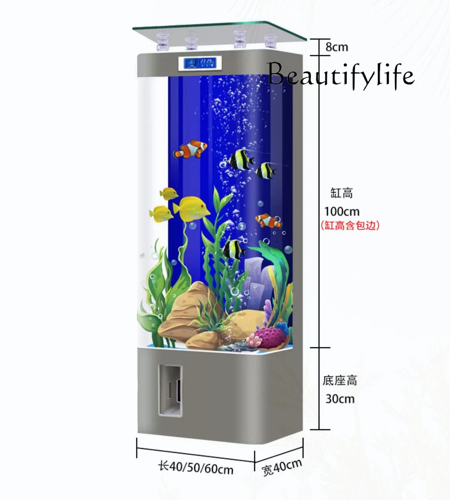 

Household fish tank living room Large vertical floor-to-ceiling water-free aquarium