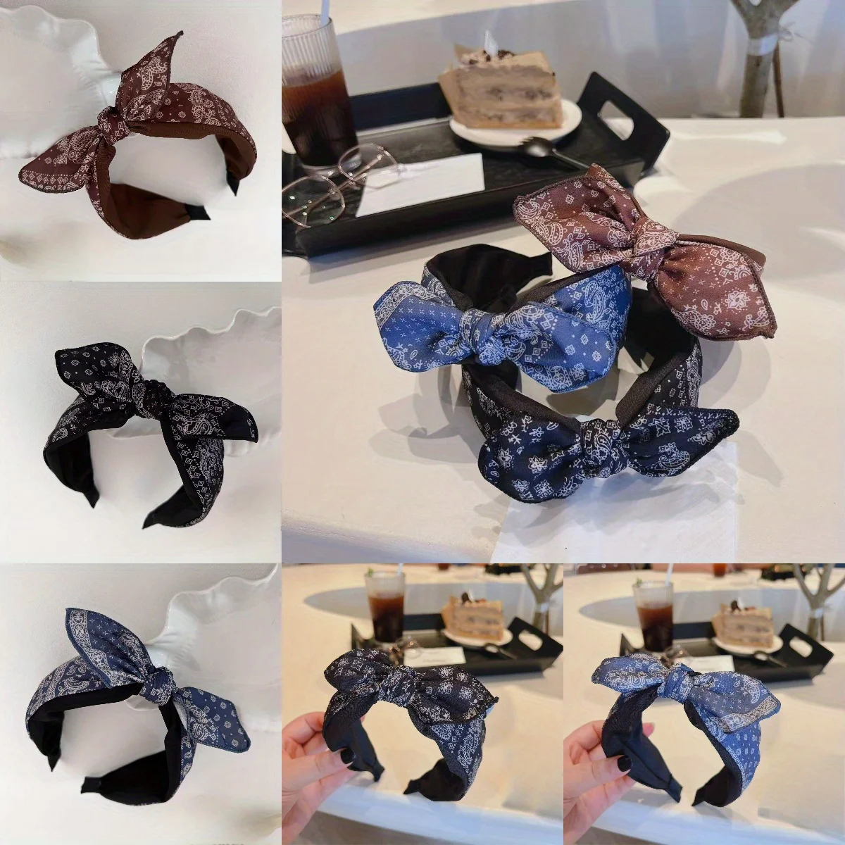 

Cashew Pattern Hairband with Bow Design Vintage Style Hair Hoop for Women Girls Daily Use Elegant Hair Accessories