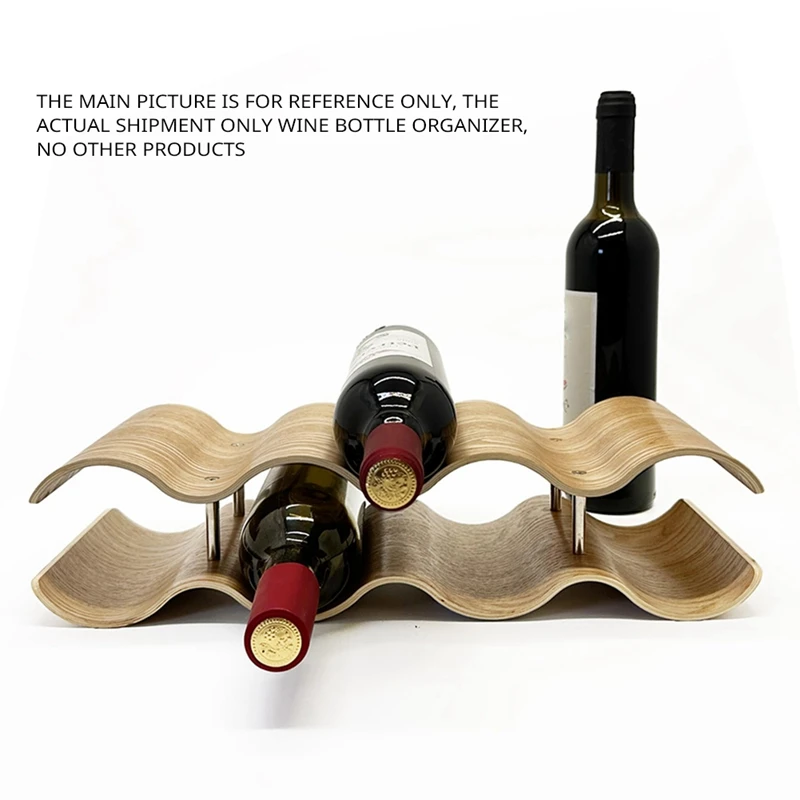 Wooden Wine Rack Wavy Wine Bottle Storage Rack Cabinet Pantry Home Kitchen Bar Countertop Storage Display Rack