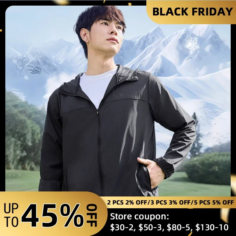 

QIAODAN 2025 New Sun-protective Clothing for Men UPF100+ High Quality Comfortable Breathable Sports Hooded Jacket XFD23241201