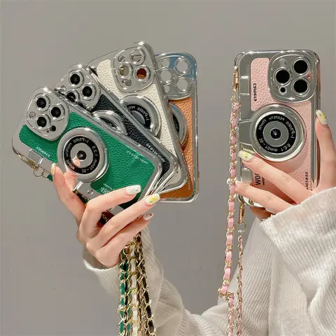 Étui en cuir pour téléphone avec lanière, style rétro classique Emily In Paris, pour iPhone 14, 16 Plus, 15, 13, 12, 16, 11 Pro Max