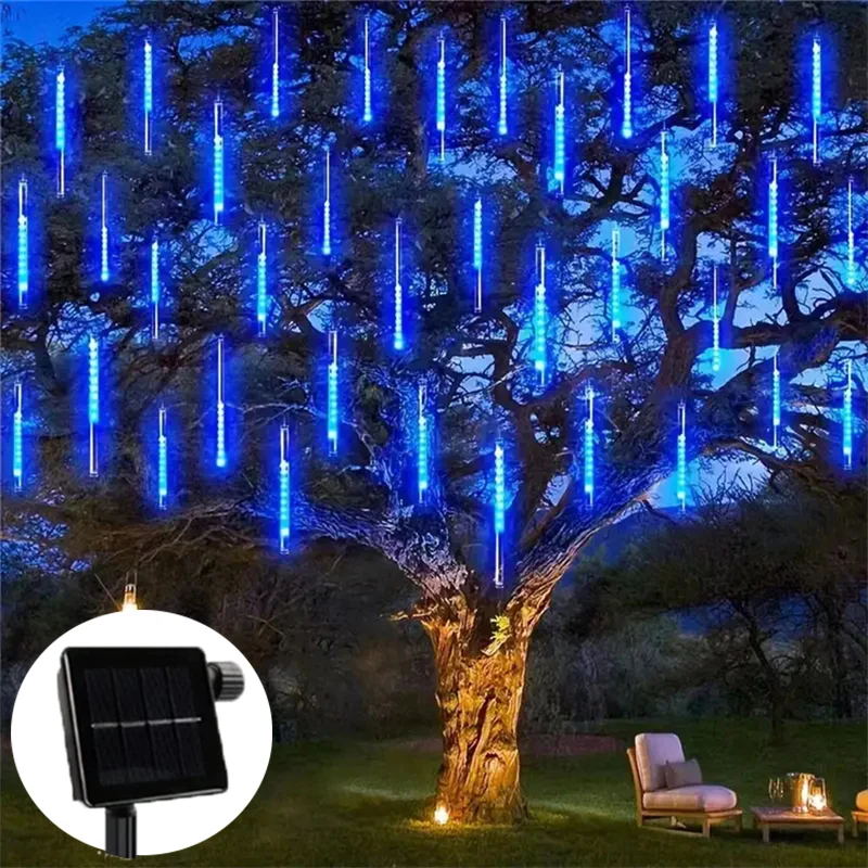 

LED Solar Meteor Shower Lighting String 8 Tubes Ramadan Outdoor Garden Wedding Party Eid Mubarak House Eave Tree Decoration