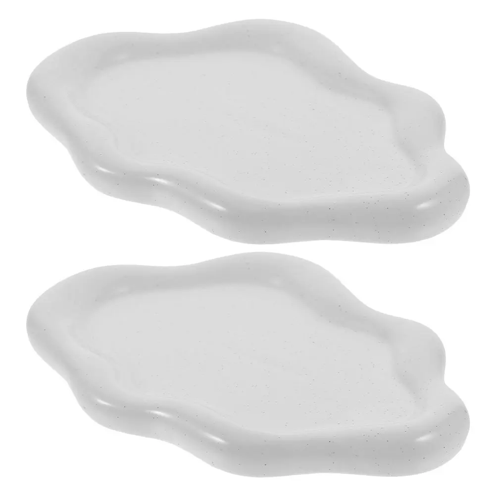 2Pcs Ceramic Tray Luxury Design Necklace Ring Holder Decorative Trinket Dish Storage Organizer Vanity Plate