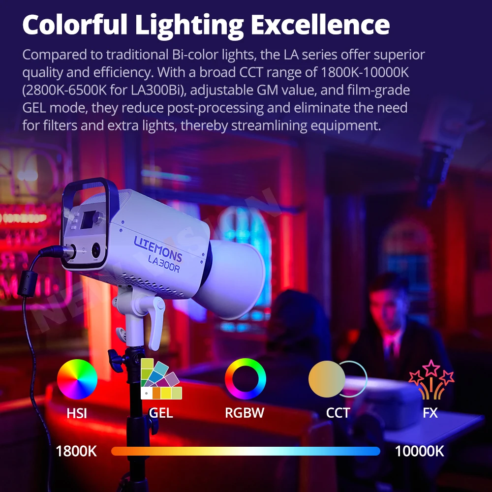 GODOX LA150R LA200R LA300R LA300Bi LITEMONS Full-color LED Light with App Control Photography Light Bowens Mount for Video Vlog