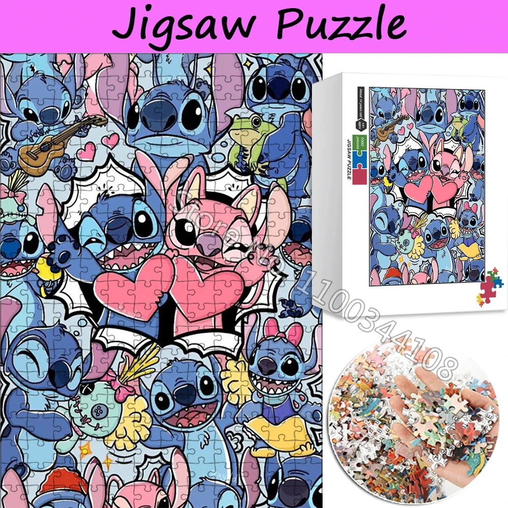 Disney Lilo Stitch Jigsaw Puzzle Cartoon Characters 35/300/500/1000 Pieces Puzzles Hobbies Children Adults Handmade Collection