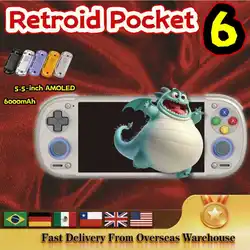 Retroid Pocket 6 RP6 Handheld Game Console Android 8GEN2 5.5 Inch 1080P 120Hz OLED Screen 6000mAh with Hall-Effect PSP PS2 Game