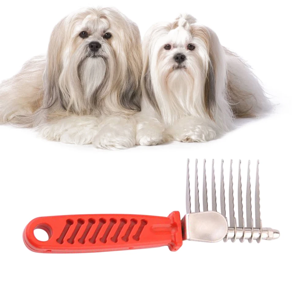 

Pet Dematting Comb Cat Grooming Tool with Blades Ergonomic Grip Detangler for Loose Hair Tangles Knots Dander