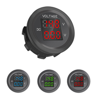 Car LED Waterproof Dual Voltage Three-Digit Mini Round Waterproof LED Panel Digital Voltmeter Tester Monitor Display Voltmeter