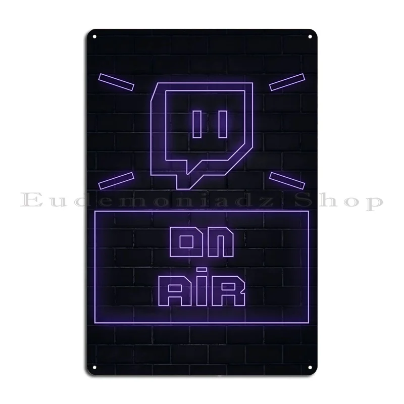 Twitch Neon Logo Metal Signs Character Personalized Living Room Poster Cinema Tin Sign Poster