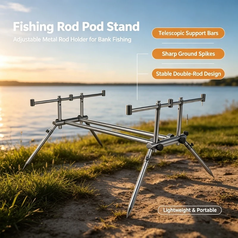 Fishing Rod Bracket Three-head Library Folding Retractable Adjustable Portable Fishing Gear