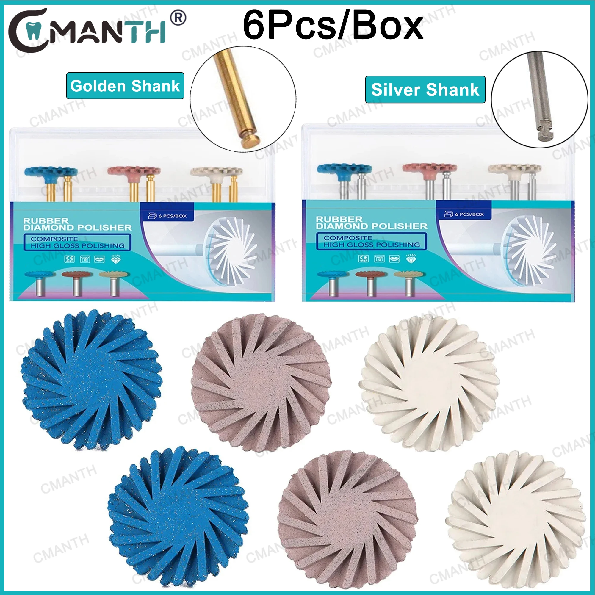 

6PCS Dental Resin Polishing Disc Wheel Kit Composite Rubber Polisher Brush Dentistry Rotary Grinding Tools RA 2.35MM