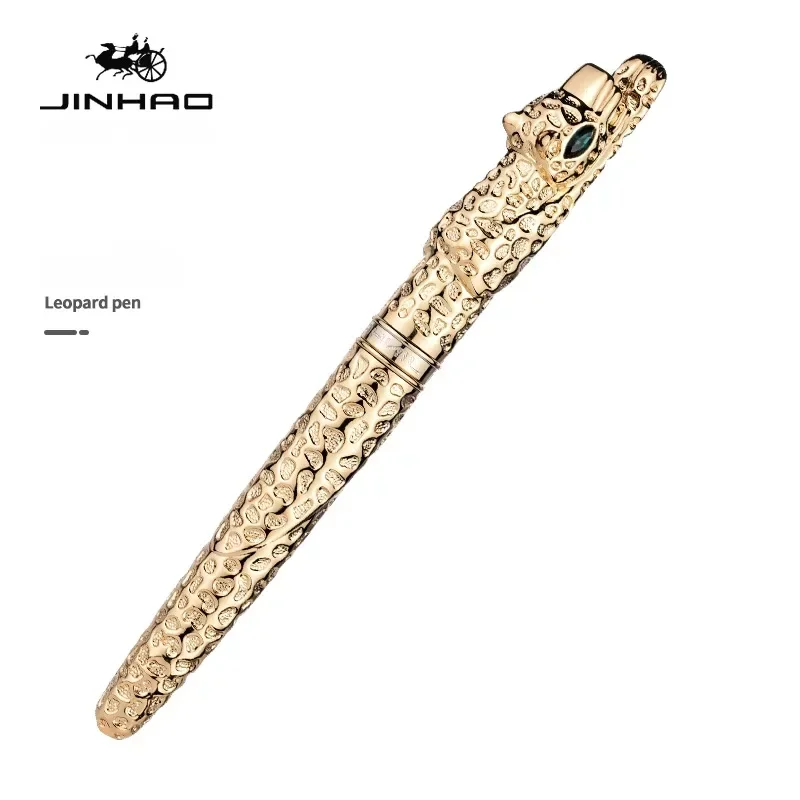 Imagem -04 - Jinhao Golden Leopard Fountain Pen f Nib Metal Cheetah Luxo Escrita Elegante Material de Escritório Escolar Papelaria