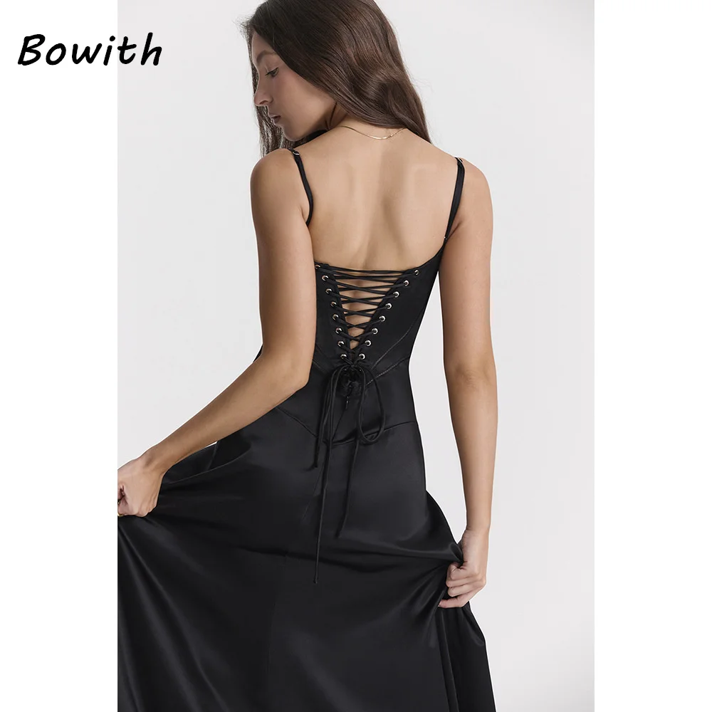 Bowith-vestido de noche sin mangas para mujer, traje elegante con espalda descubierta para fiesta de graduación, ocasiones formales