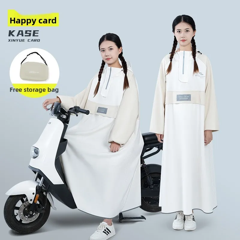 Full Body Long Raincoat with Sleeves Rainstorm Protection, Outdoor Cycling Rain Poncho for Electric Motorcycle