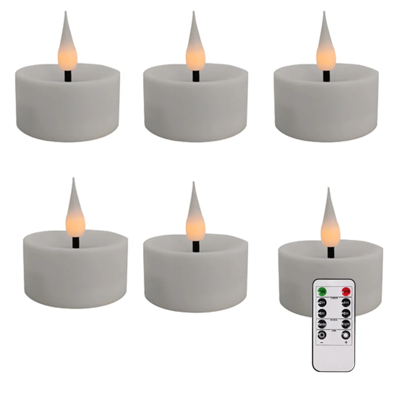 Remote Electric Candle Light 5D Flicker Flame Tealight 2AAA Portable Christmas Atmosphere Lamp DIY Camping Night Light Timing