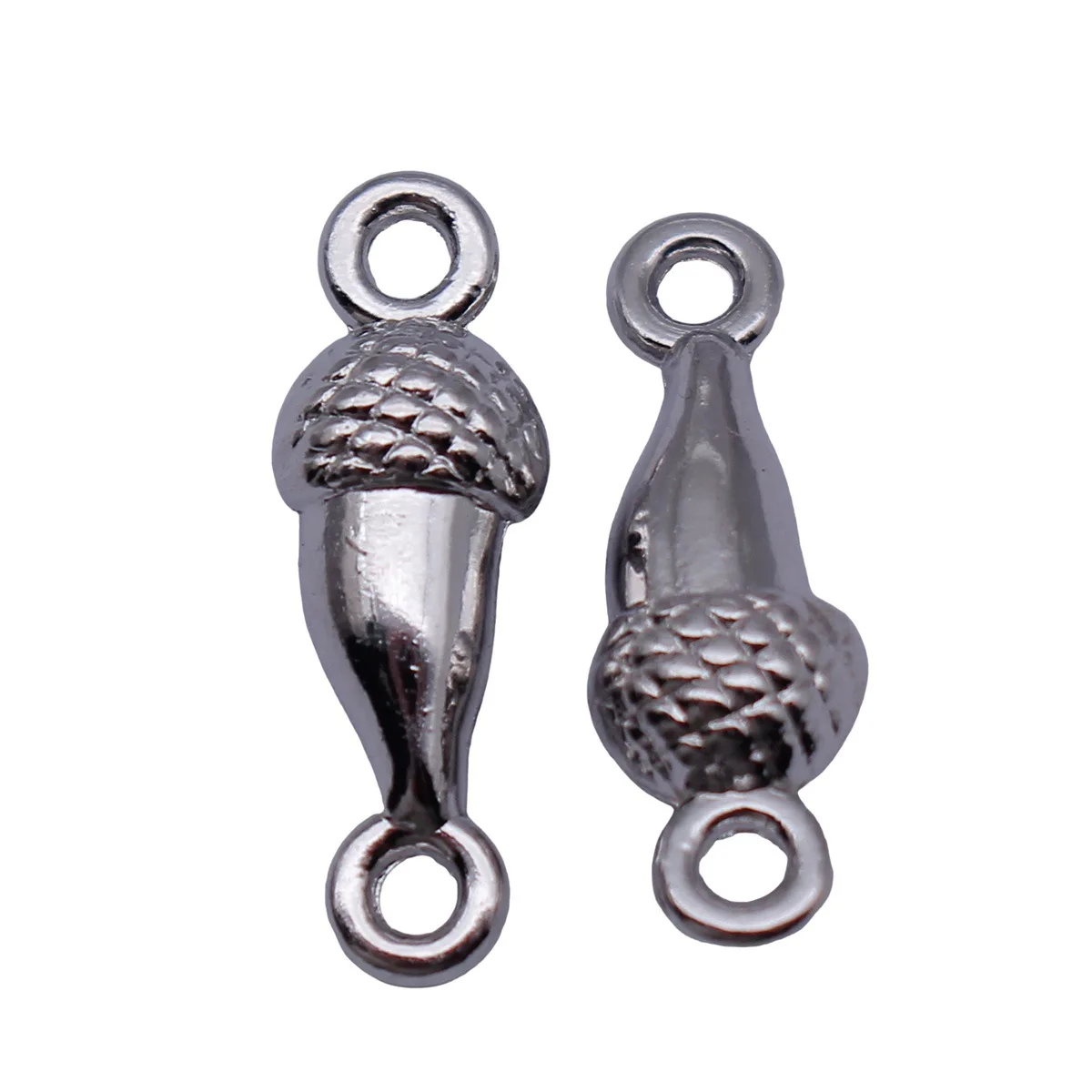 20pcs 20x6.6x4.9mm Rhodium Color Acorn Connector For Hand Crafts Making view 4