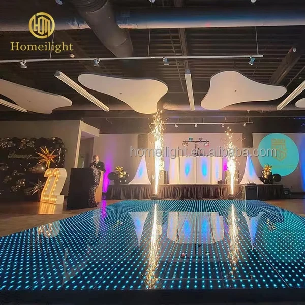 

Digital Pixel LED Dance Floor Glossy Toughened Glass RGB Video Dance Floor Disco Dj Lights for Night Club