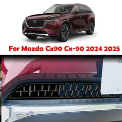 For mazda CX-90 CX90 2024 2025 ABS black middle mesh Front Bumper Grille Grill Decoration Panel Cover Trim external Accessories