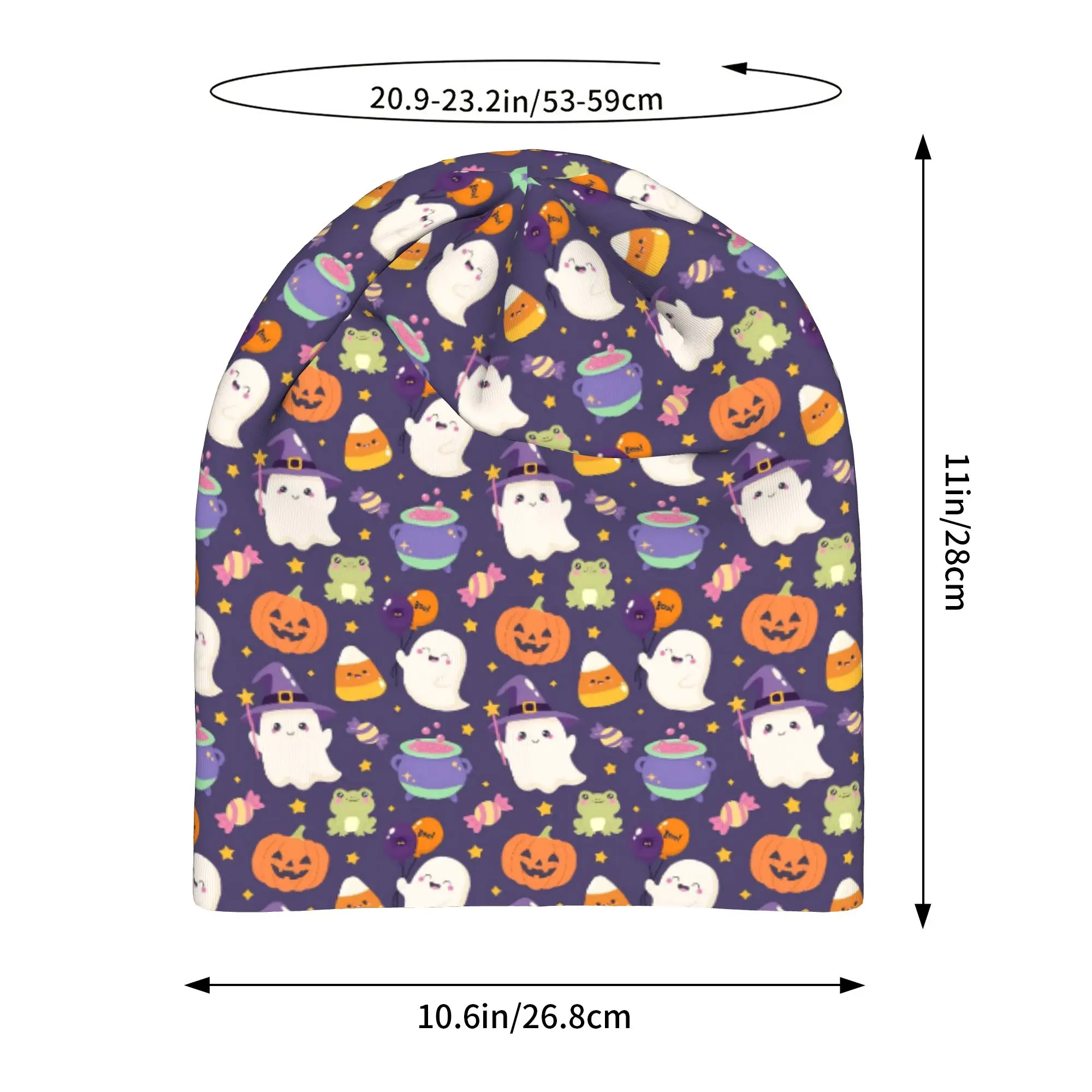 Halloween Ghost Pumpkin Spooky Trick Or Treat Witch Beanie Cap for Men Women Streetwear  Cooling Skull Cap Sweat Wicking