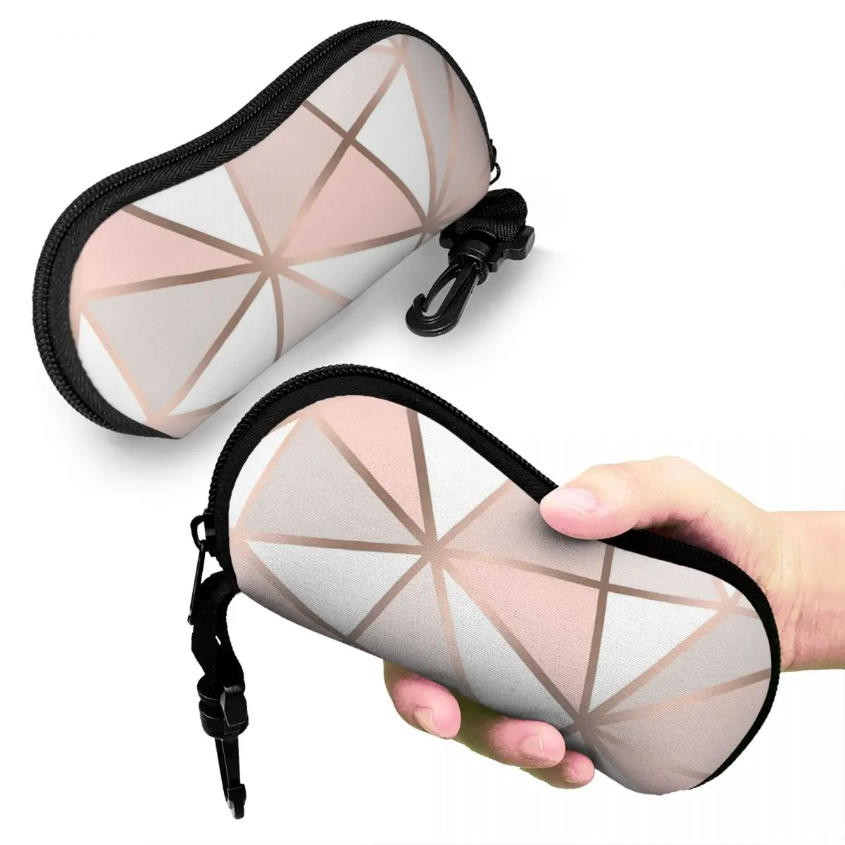 

Pink, Grey & Gold Geo Wall Tapestry Shell Glasses Case Protective Sunglasses Box Women Men Soft Eyeglasses Bag Pouch