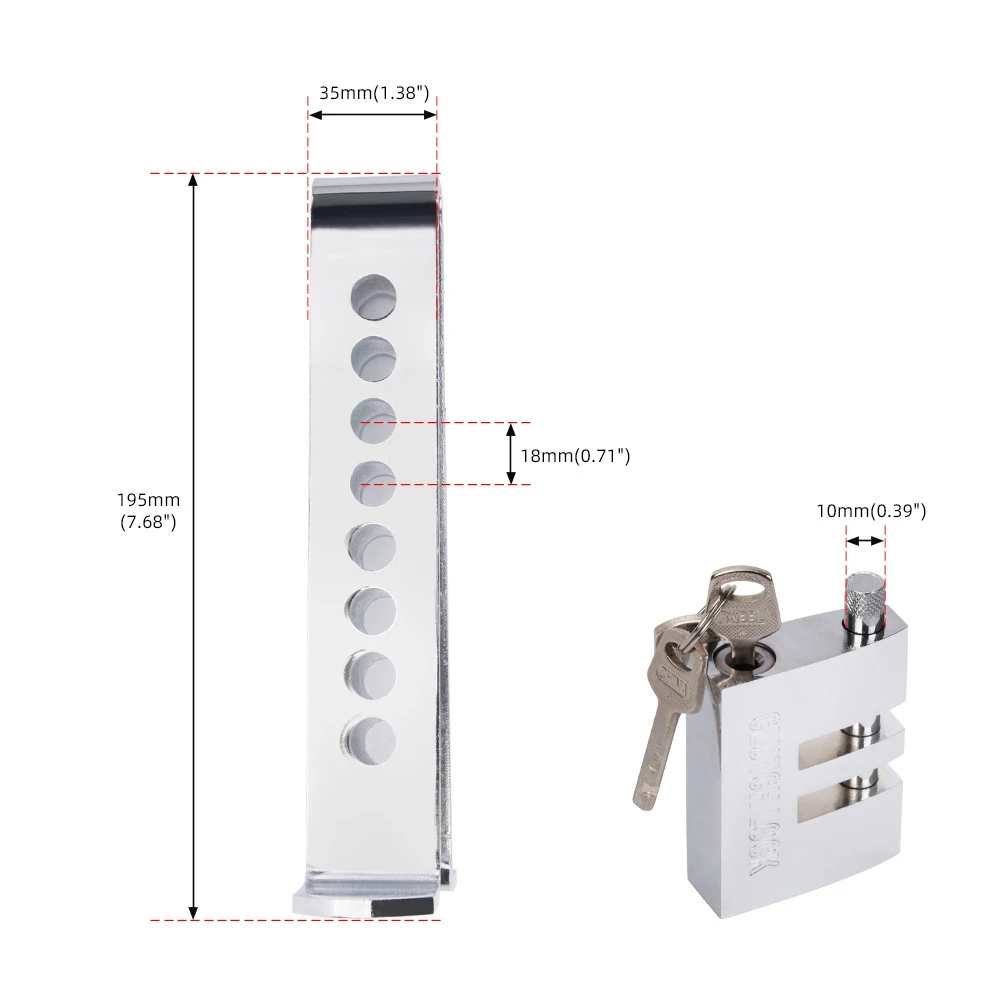8/9 Holes Stainless Steel Car Anti-Theft Lock Universal Clutch Brake Throttle Steering Wheel Security Lock Accessory