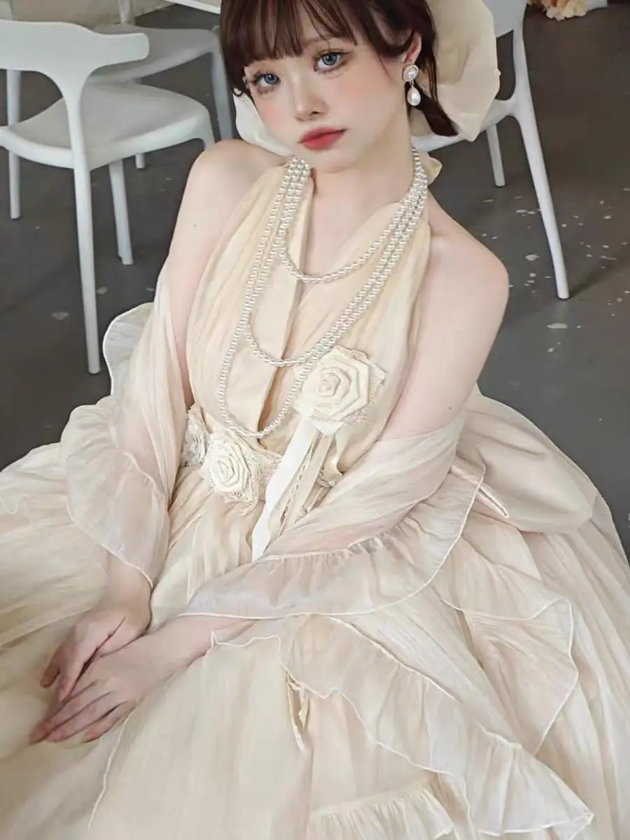 

Princess Style Long Evening Gown Lolita Skirt for Adult Ceremony Student Day Celebration Polyester Fiber mid Waist Design