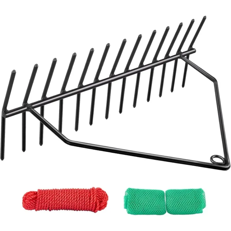 

32" Aquatic Weed Rake, 8.6" Steel Rod Lake Weed Cutter, One-Piece Welding, No Assembly Required, Lake Weed Rake for Pond Beach L