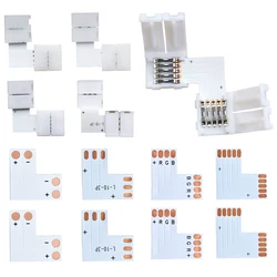 L Shape Free Soldering LED Strip Connector 2PIN 3PIN 4PIN 5PIN Corner Connect For 10mm WS2811 WS2812 5050 RGB SMD Light Tape